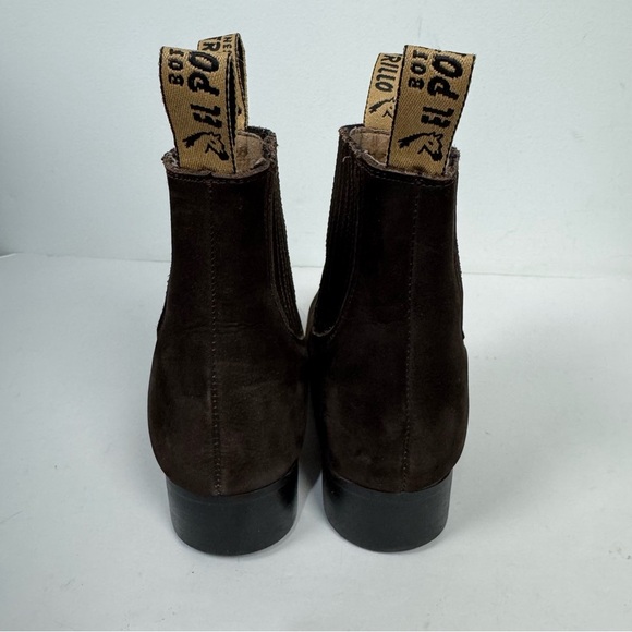 El Potrillo Brown Leather Suede Chelsea Ankle Boots Western Rodeo Country - Picture 5 of 8